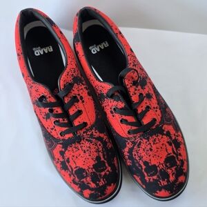 RAAD SHOP Red and Black Skull Sneakers Retro Punk Y2K Style 12 Mens